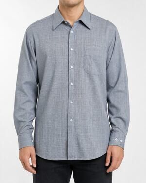 Vintage Egon Von Furstenberg Shirt Mens Medium Gray Plaid Hong Kong Long Sleeve